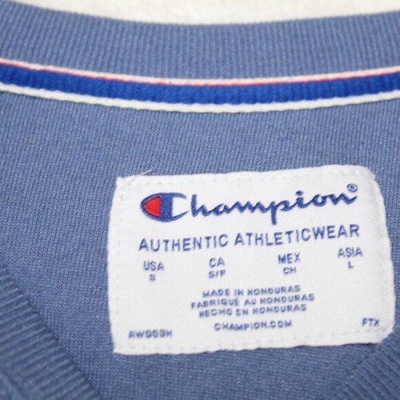 Champion womens crewneck sweater size S powerblend blue spell out graphic print - Picture 5 of 9